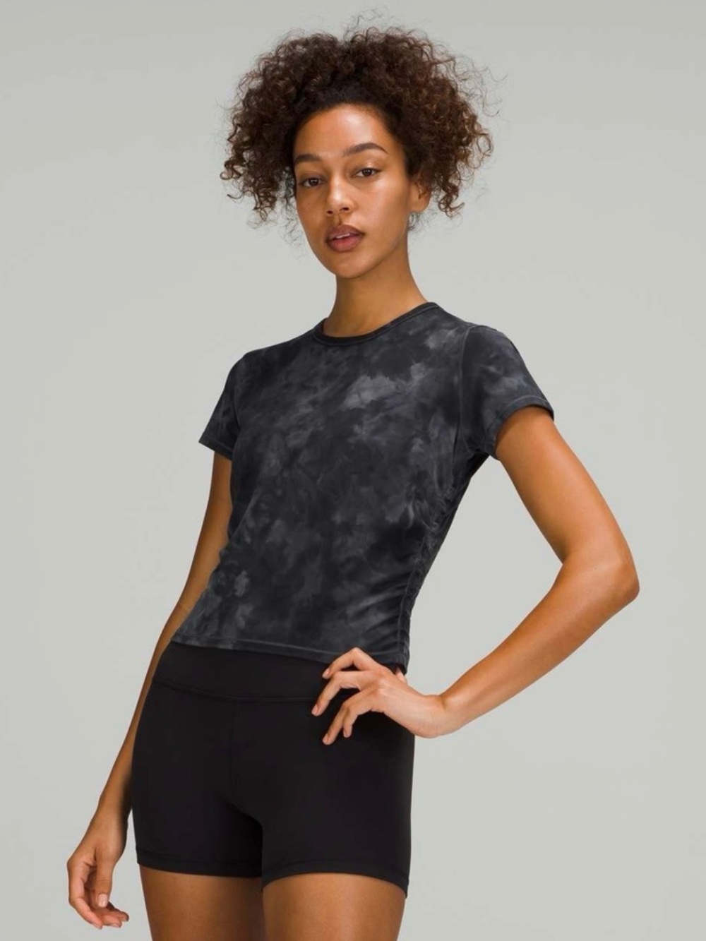 Lululemon All It Takes *Nulu Women’s Diamond Dye Black Short Sleeve Crop Tee